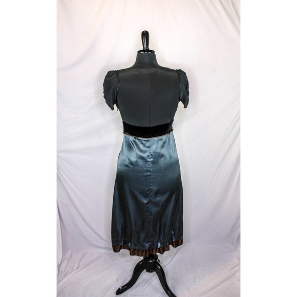 Robert Rodriguez Silk Midi Dress Empire Waist Short Sleeves Black Blue S… - Picture 3 of 4
